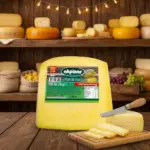 Akpınar Dilim Eski Kaşar Peyniri 1000 gr, peynir tezgâhı arka planında sunulan detaylı ürün görseli.