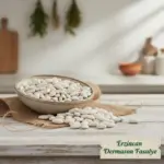 Mutfak fonunda kaseye doldurulmuş Erzincan Dermason fasulye görseli