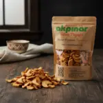 Erzincan elma kurusu 1 Kg paket önü, dökülmüş kurutulmuş elma dilimleri