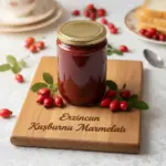 Erzincan organik kuşburnu marmelatı yakın plan ahşap sunum