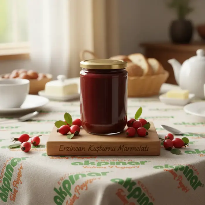 Erzincan kuşburnu marmelatı kahvaltı masasında sunum