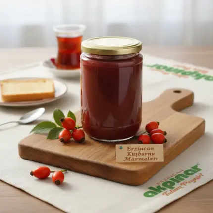 Erzincan organik kuşburnu marmelatı 1 kg kavanoz doğal sunum