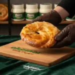 Ahşap sunum tahtası üzerinde Erzincan tandır ketesi, arka planda Akpınar ürün kavanozları