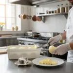 Profesyonel mutfakta şef tarafından dilimlenen Erzincan tuzsuz yayık tereyağı 1000 gr.