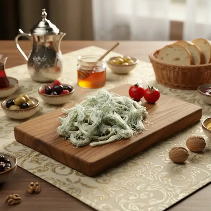 Erzurum göğermiş küflü peynir ahşap sunum tabağı üzerinde – 500 gr