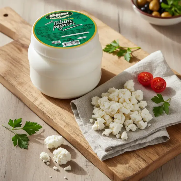 Ahşap kesme tahtasında Akpınar Erzincan Tulum Peyniri 450 g