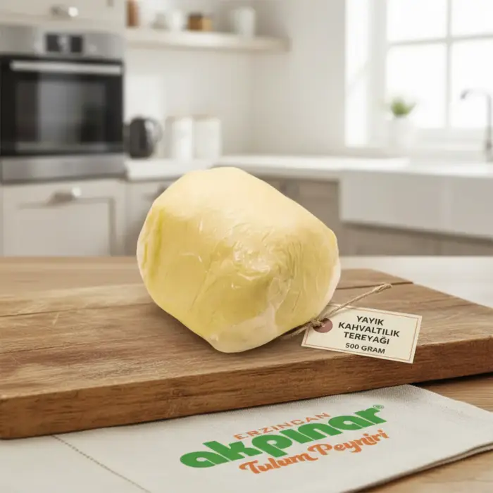 Mutfak ortamında yayık kahvaltılık tuzsuz tereyağı 500 gr, doğal tereyağı ürün fotoğrafı