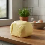 Mutfak tezgahı üzerinde bitkiler ve yumurtalar yanında yer alan Yayık Kahvaltılık Tuzsuz Tereyağı 500 gr.