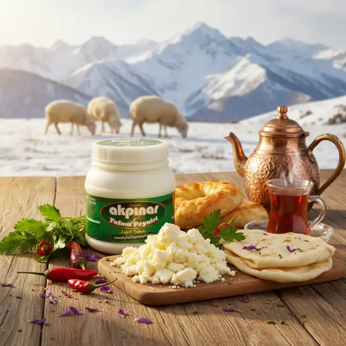 Karlı Munzur manzarası ile Erzincan Tulum Peyniri 900 gr geleneksel sunum
