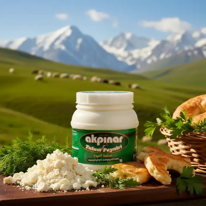 Yayla manzarası ile Erzincan Tulum Peyniri 900 gr ve yöresel kahvaltılık sunum